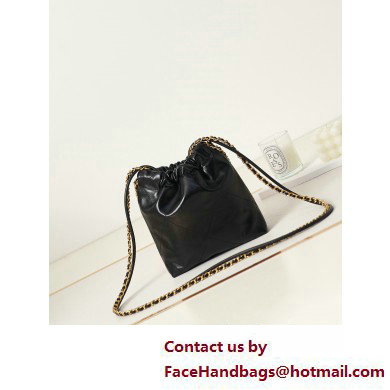 Chanel Shiny Calfskin  &  Gold-Tone Metal CHANEL 22 Mini Handbag AS3980 Black